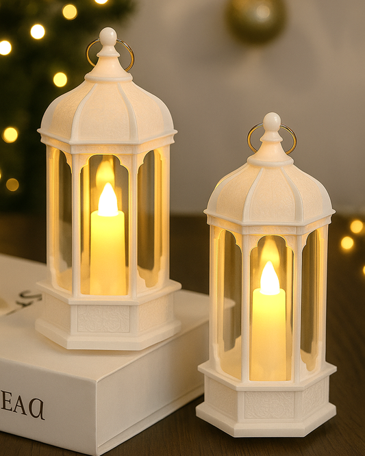 2 pcs Flameless and Smokeless Acrylic Antique LED Lantern Hurricane Lamp and Wall Hanging Led Candle Light for Home,Living Room for Diwali Decorations, Candle lantern, Black