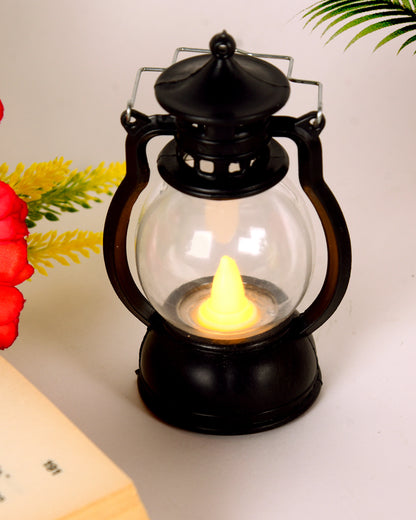 3 pcs Flameless and Smokeless Acrylic Antique LED Lantern Hurricane Lamp and Wall Hanging Led Candle Light for Home,Living Room for Diwali Decorations, Oil lantern, Black & White