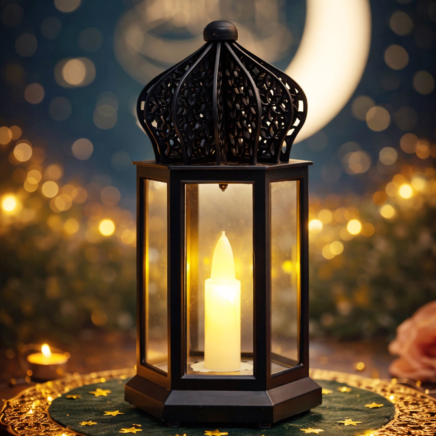 Homesake® Antique LED Candle Hurricane Lamp, 1 Pc Flameless and Smokeless Acrylic, Wall Hanging for Home, Living Room Corner, Bedroom, Wall Decor, Ramadan Decorations, Arabian Nights, Black