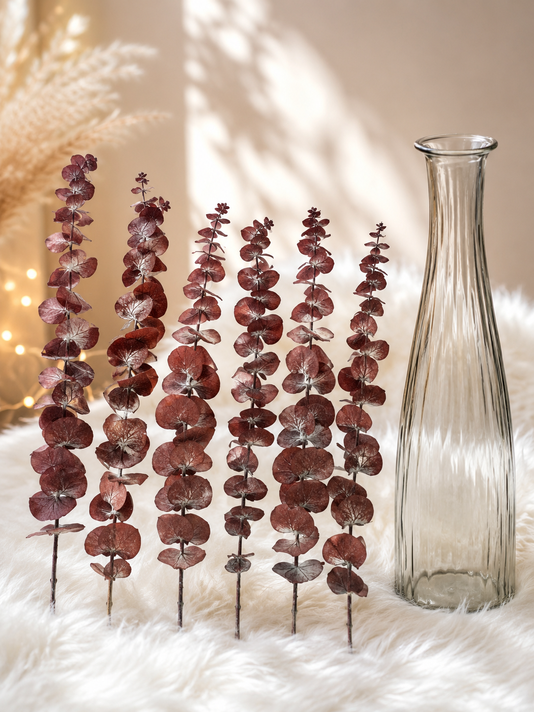 6 Pcs Preserved Dried Eucalyptus Stems, 17" Natural Branches for Shower Hanging, Real Dried Flowers for Vase Filler, Made from Fresh Eucalyptus Leaves, Garland, Wedding, DIY