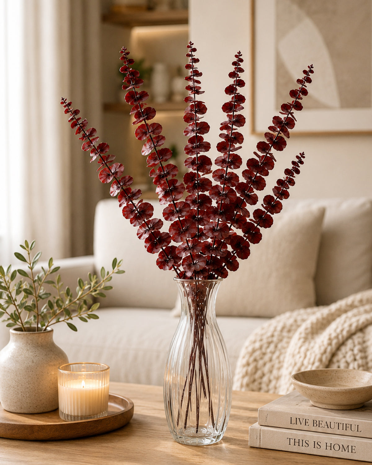 6 Pcs Preserved Dried Eucalyptus Stems, 17" Natural Branches for Shower Hanging, Real Dried Flowers for Vase Filler, Made from Fresh Eucalyptus Leaves, Garland, Wedding, DIY