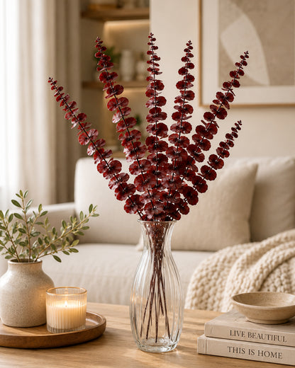 6 Pcs Preserved Dried Eucalyptus Stems, 17" Natural Branches for Shower Hanging, Real Dried Flowers for Vase Filler, Made from Fresh Eucalyptus Leaves, Garland, Wedding, DIY