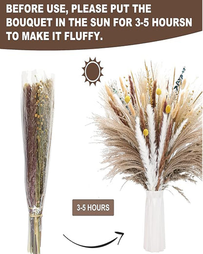 Mixed Dried Pampas Natural Grass Decor DIY Boho Natural Dried Flowers Eucalyptus Decor Dry Dried Plants Bouquet for Vase Home Floral Arrangements Decorations for Home Wedding 50, 70 & 100, Pcs