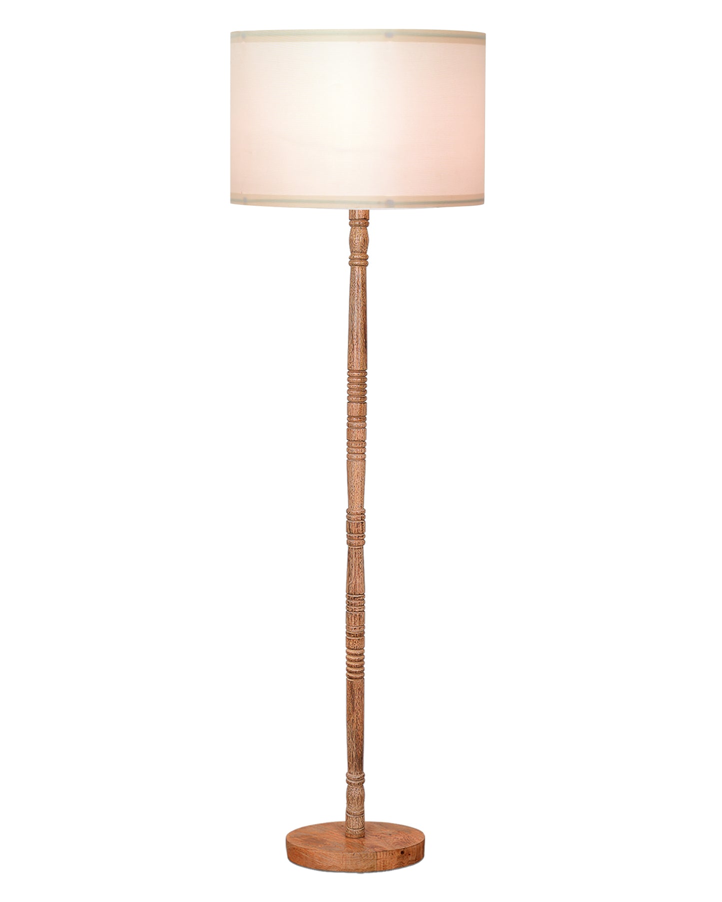 Homesake® Mid Century Modern Floor Lamp for Living Room | Hand turned | Corner Lamp for Living Room, Stand Lamp with Fabric Lampshade for Bedroom, Study Room and Office, (Vine and Flowers)