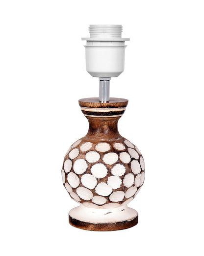 Small Cute Bedside Lamp with Linen Beige Lampshade, Nightstand Lamp for Nursery, Bedroom, Kid Room, Living Room, Light Brown Wooden Base, E27, Carved Ball, Pleated Jute