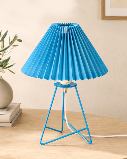 Homesake® Nordic Pleated Table Lamp with Metal Wire Tripod Base | Modern Fabric Bedside Table Lamp, E27 Holder, Decorative Desk Light for Bedroom, Living Room, Study, Office & Home Décor