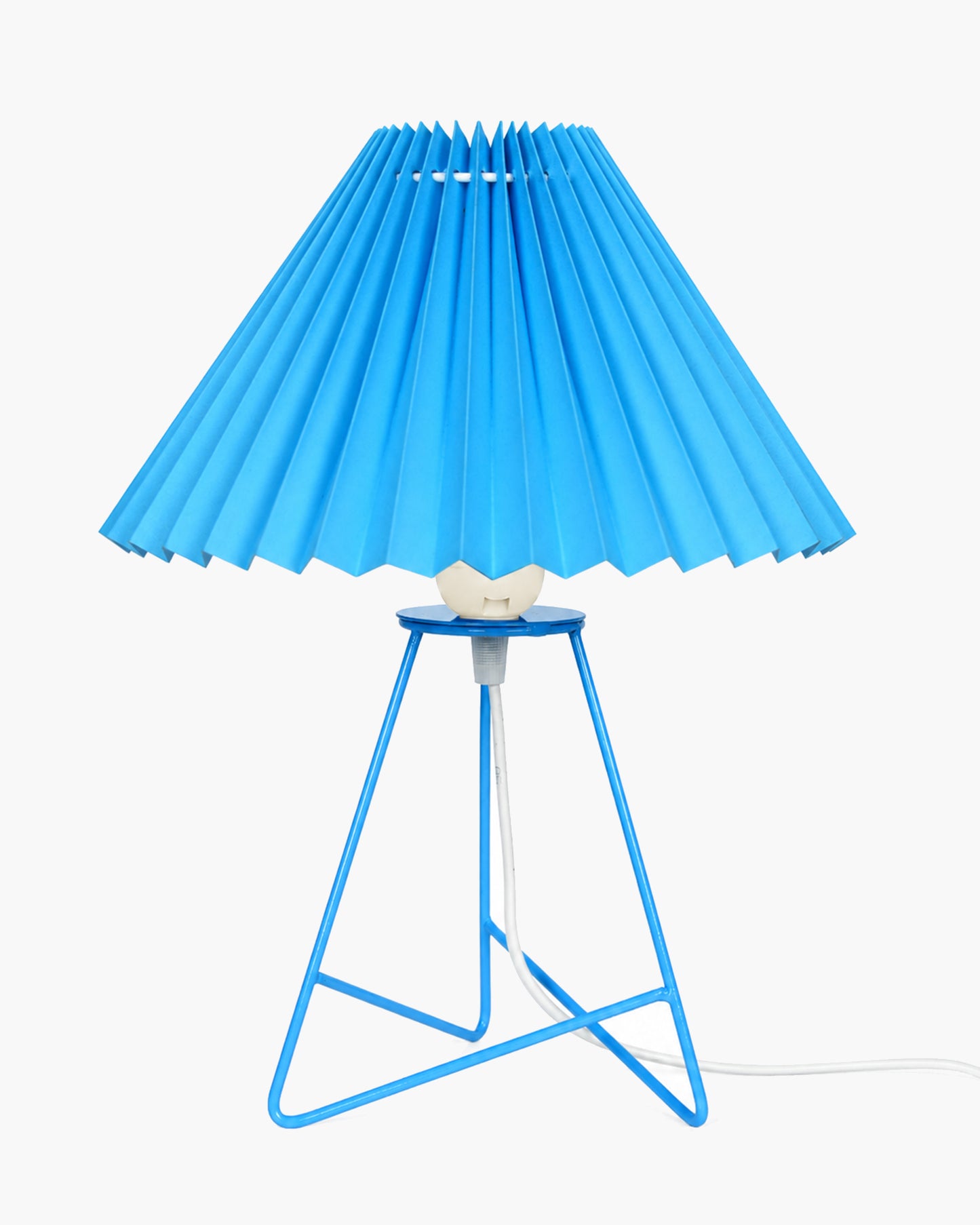 Homesake® Nordic Pleated Table Lamp with Metal Wire Tripod Base | Modern Fabric Bedside Table Lamp, E27 Holder, Decorative Desk Light for Bedroom, Living Room, Study, Office & Home Décor