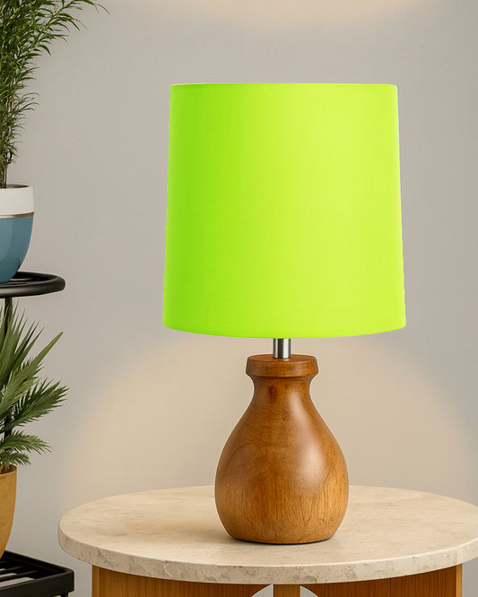Mini Farmhouse Wooden Dowel Pot Table Lamp Dome Vintage Small Lamps Decorative for Small Spaces Bedside Lamps Suitable for Nightstand Children's Room or University Dormitory, Green
