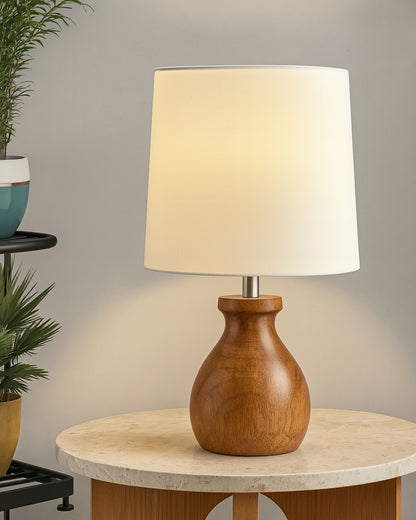 Mini Farmhouse Wooden Dowel Pot Table Lamp Dome Vintage Small Lamps Decorative for Small Spaces Bedside Lamps Suitable for Nightstand Children's Room or University Dormitory, Green
