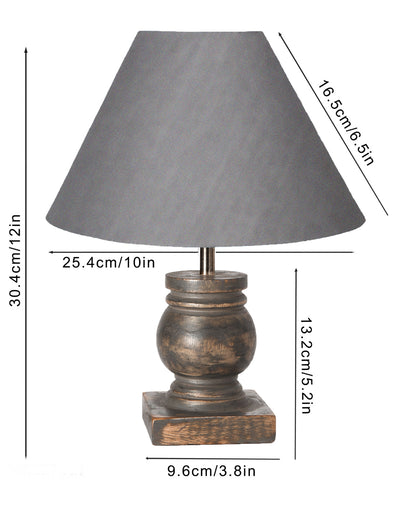 Small Table Lamp for Bedroom Green Distress Living Room Simple Retro Wood Grain Farmhouse Bedside Lamps Suitable for Nightstand, Gift, Trophy, Jute Shade
