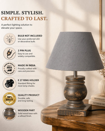 Small Table Lamp for Bedroom Green Distress Living Room Simple Retro Wood Grain Farmhouse Bedside Lamps Suitable for Nightstand, Gift, Trophy, Jute Shade