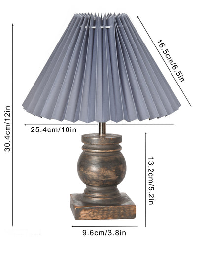 Small Table Lamp for Bedroom Green Distress Living Room Simple Retro Wood Grain Farmhouse Bedside Lamps Suitable for Nightstand, Gift, Trophy, Jute Shade