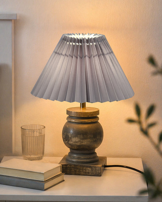 Small Table Lamp for Bedroom Green Distress Living Room Simple Retro Wood Grain Farmhouse Bedside Lamps Suitable for Nightstand, Gift, Trophy, Jute Shade