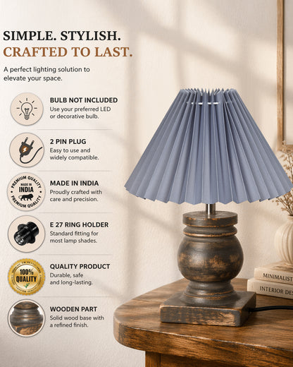 Small Table Lamp for Bedroom Green Distress Living Room Simple Retro Wood Grain Farmhouse Bedside Lamps Suitable for Nightstand, Gift, Trophy, Jute Shade