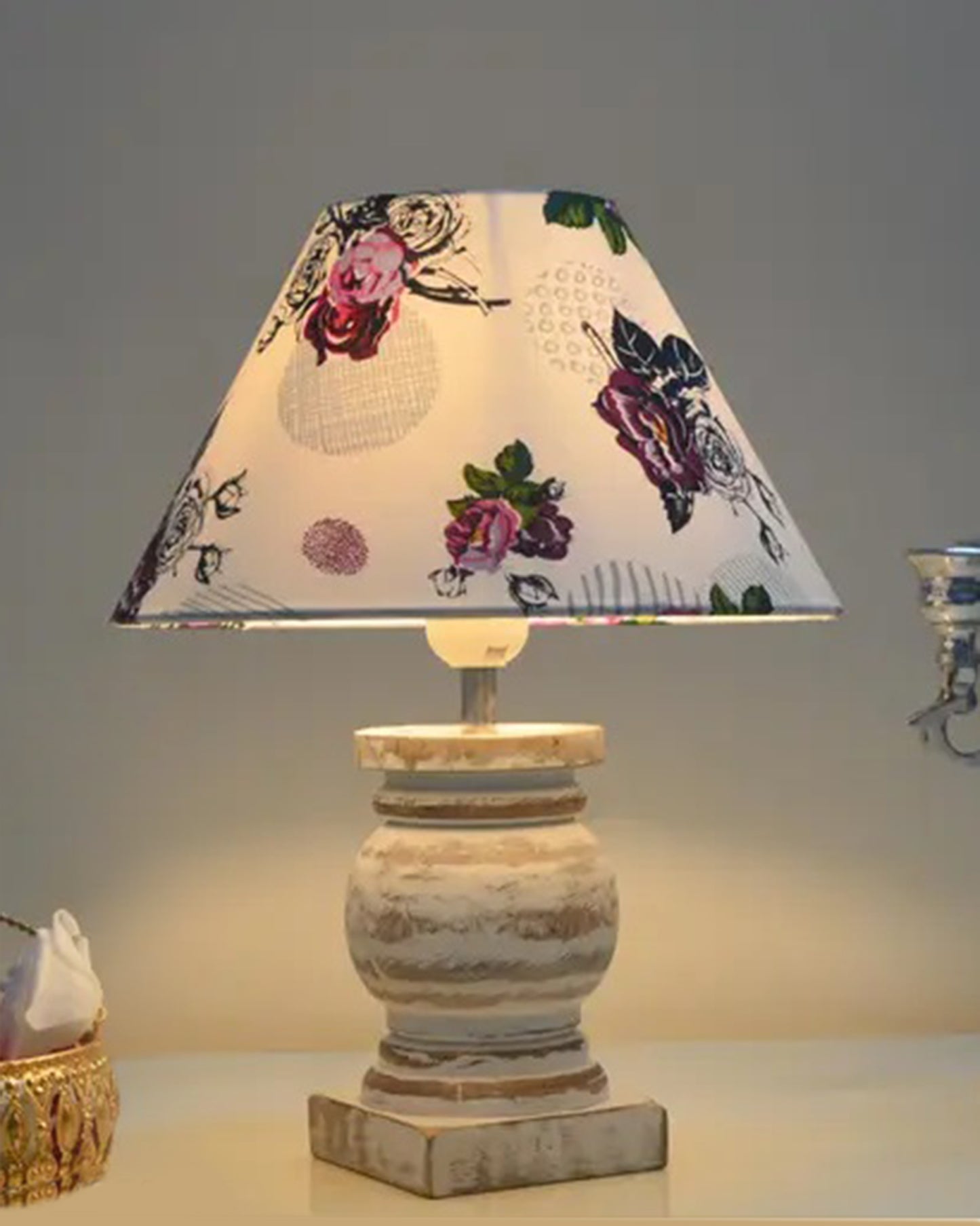 Small Table Lamp for Bedroom Whitewash Distress Living Room Simple Retro Wood Grain Farmhouse Bedside Lamps Suitable for Nightstand, Gift, Trophy, Jute Shade