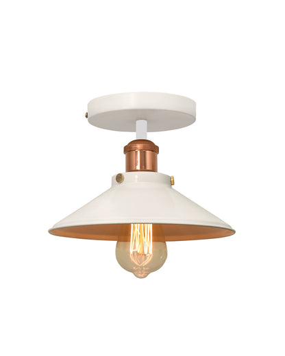 Modern Farmhouse Semi Flush Mount Ceiling Light Black Hallway Light Fixture Ceiling Hung, Antique Golden, Black Cone Shade