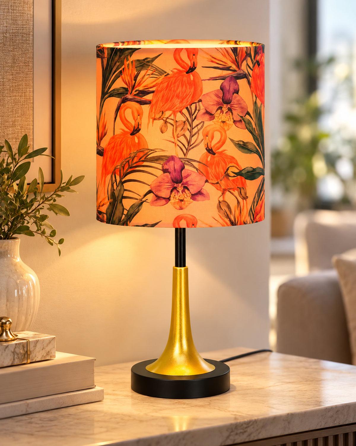 Rustic Farmhouse Metal Table Lamp Fabric Shade for Bedroom Living Room House Home Bedside Nightstand Office Family, Dual Color Trumpet Bell, Jute Cone