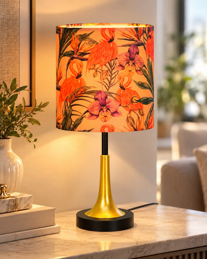 Rustic Farmhouse Metal Table Lamp Fabric Shade for Bedroom Living Room House Home Bedside Nightstand Office Family, Dual Color Trumpet Bell, Jute Cone