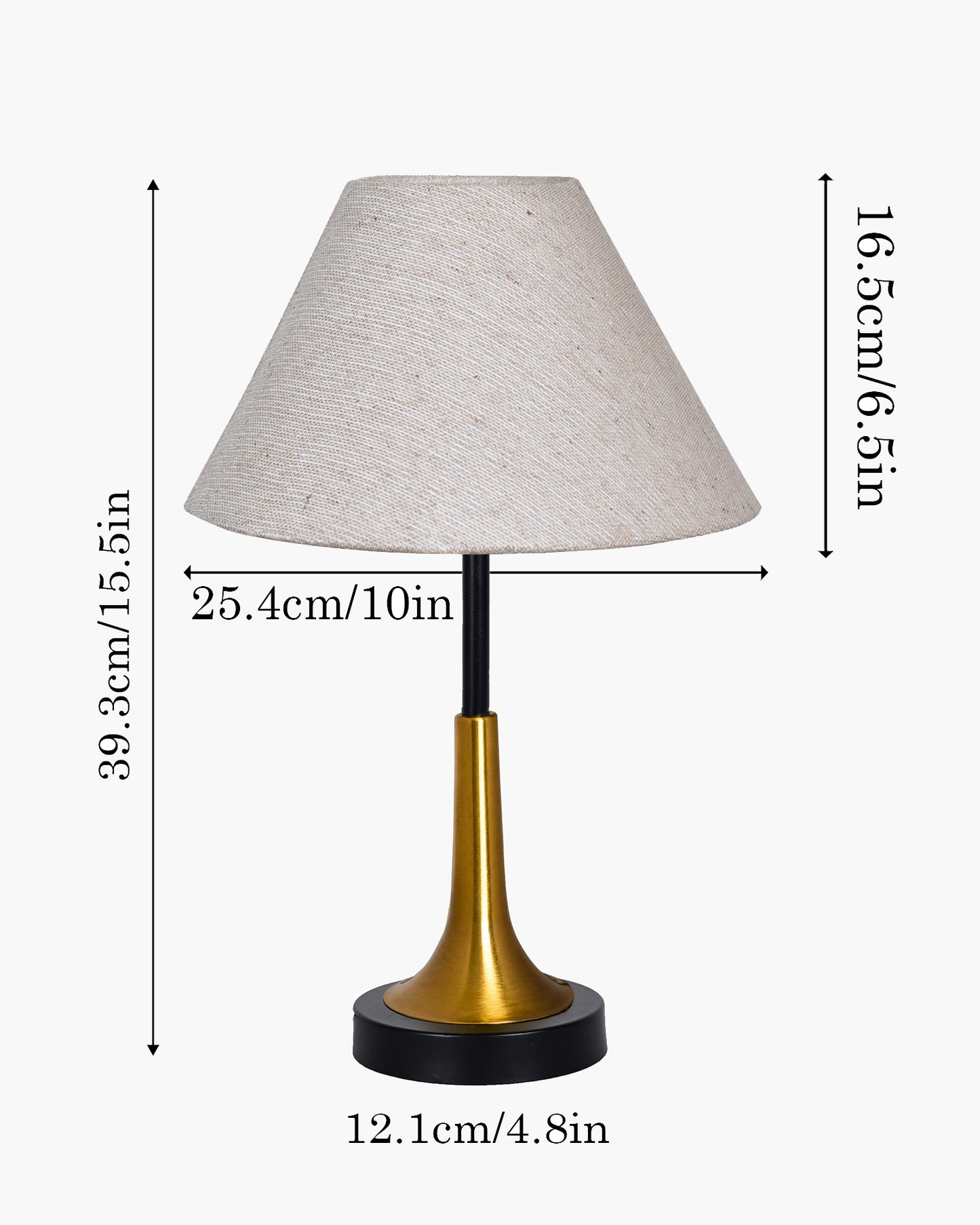 Rustic Farmhouse Metal Table Lamp Fabric Shade for Bedroom Living Room House Home Bedside Nightstand Office Family, Dual Color Trumpet Bell, Jute Cone
