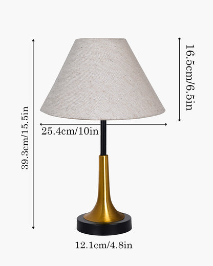 Rustic Farmhouse Metal Table Lamp Fabric Shade for Bedroom Living Room House Home Bedside Nightstand Office Family, Dual Color Trumpet Bell, Jute Cone