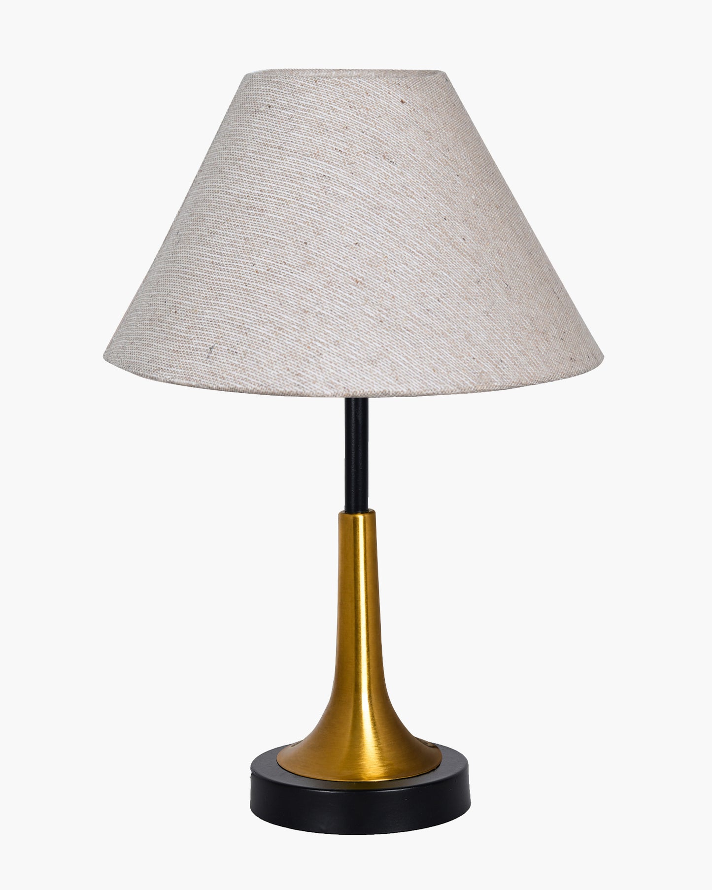 Rustic Farmhouse Metal Table Lamp Fabric Shade for Bedroom Living Room House Home Bedside Nightstand Office Family, Dual Color Trumpet Bell, Jute Cone