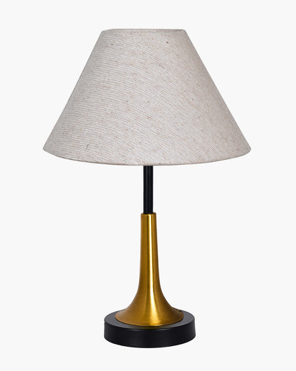 Rustic Farmhouse Metal Table Lamp Fabric Shade for Bedroom Living Room House Home Bedside Nightstand Office Family, Dual Color Trumpet Bell, Jute Cone