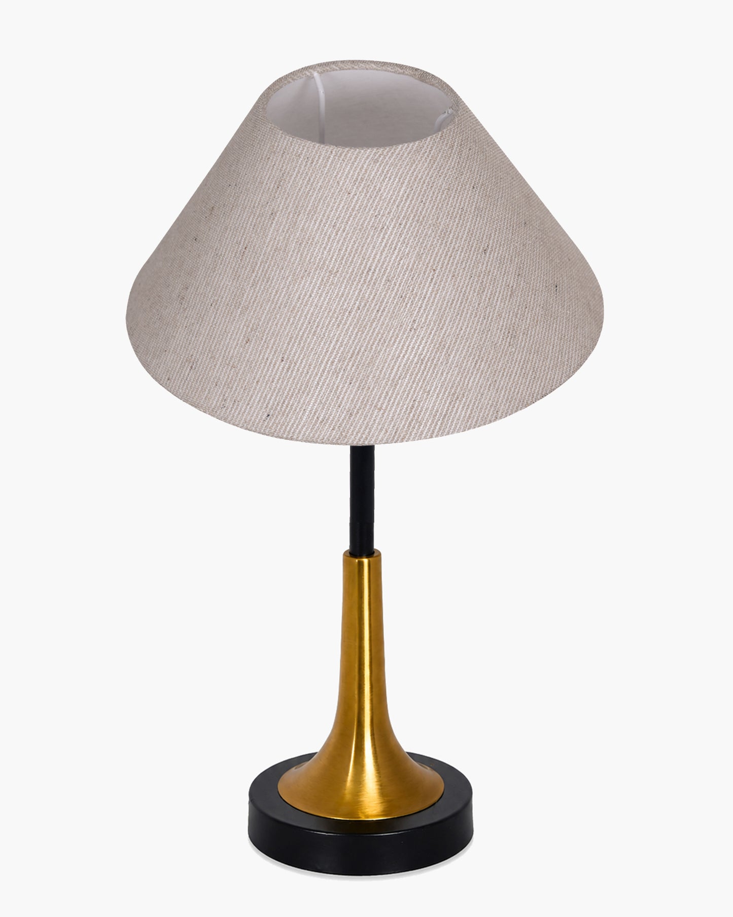 Rustic Farmhouse Metal Table Lamp Fabric Shade for Bedroom Living Room House Home Bedside Nightstand Office Family, Dual Color Trumpet Bell, Jute Cone