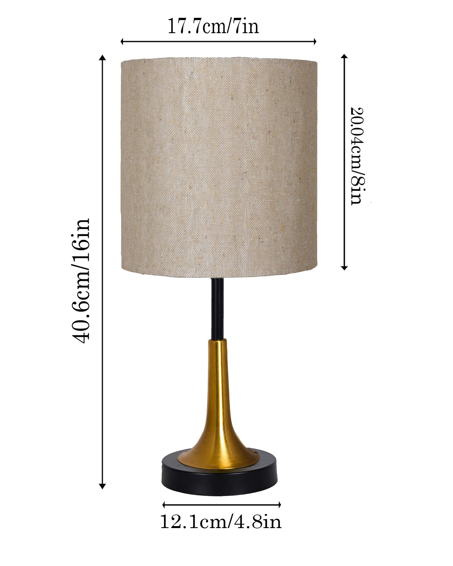 Rustic Farmhouse Metal Table Lamp Fabric Shade for Bedroom Living Room House Home Bedside Nightstand Office Family, Dual Color Trumpet Bell, Jute Cone
