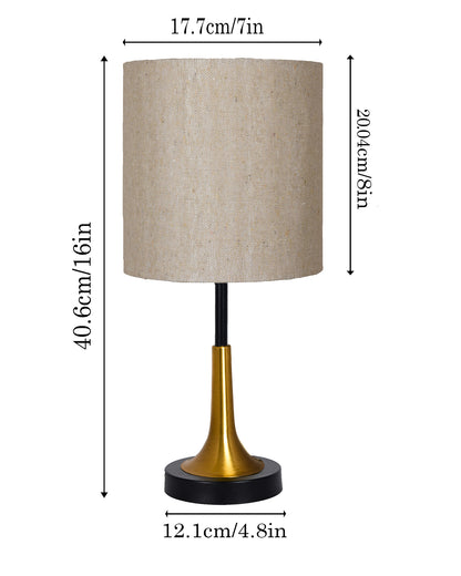Rustic Farmhouse Metal Table Lamp Fabric Shade for Bedroom Living Room House Home Bedside Nightstand Office Family, Dual Color Trumpet Bell, Jute Cone