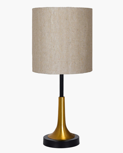 Rustic Farmhouse Metal Table Lamp Fabric Shade for Bedroom Living Room House Home Bedside Nightstand Office Family, Dual Color Trumpet Bell, Jute Cone