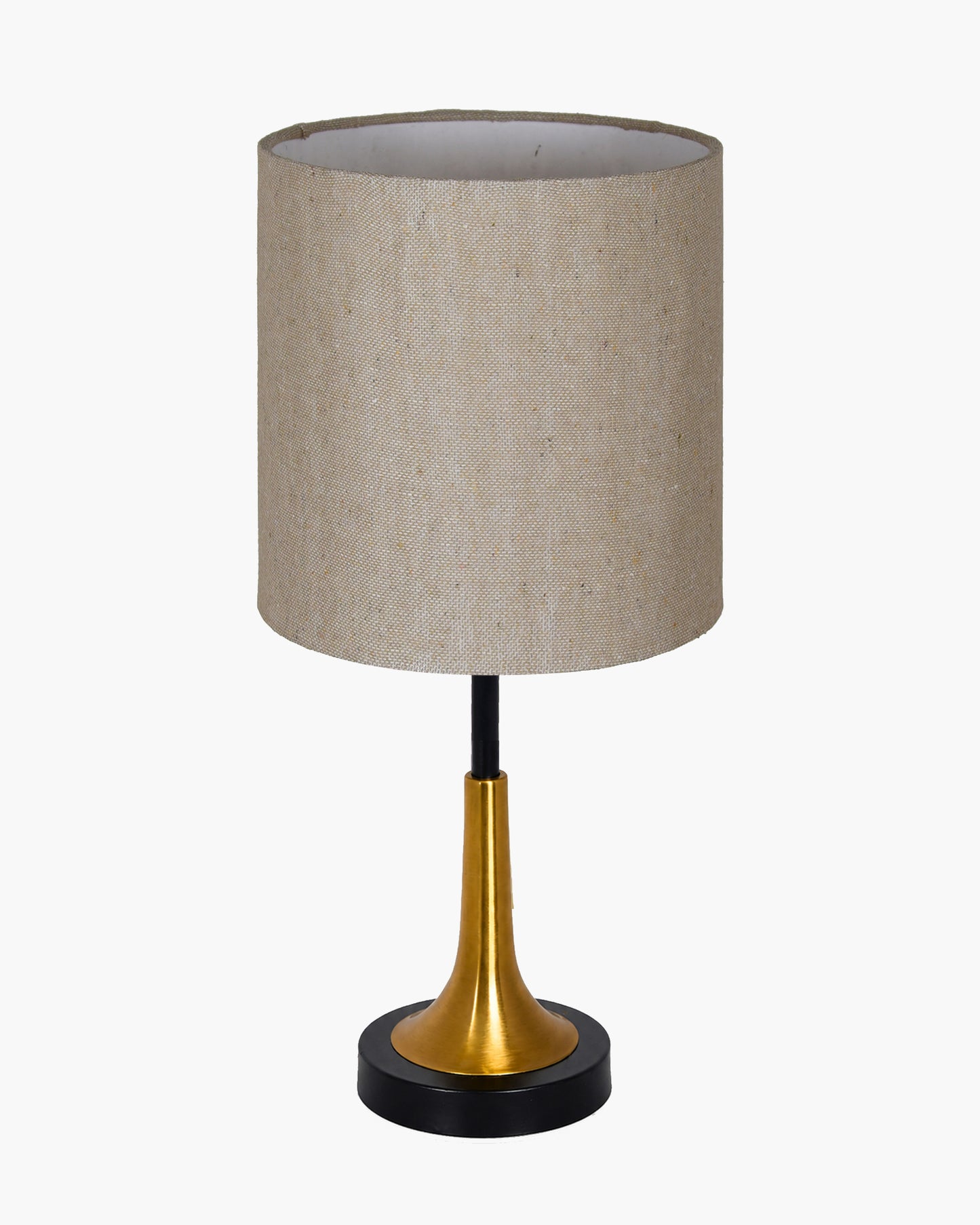 Rustic Farmhouse Metal Table Lamp Fabric Shade for Bedroom Living Room House Home Bedside Nightstand Office Family, Dual Color Trumpet Bell, Jute Cone