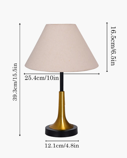 Rustic Farmhouse Metal Table Lamp Fabric Shade for Bedroom Living Room House Home Bedside Nightstand Office Family, Dual Color Trumpet Bell, Jute Cone