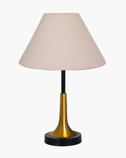 Rustic Farmhouse Metal Table Lamp Fabric Shade for Bedroom Living Room House Home Bedside Nightstand Office Family, Dual Color Trumpet Bell, Jute Cone