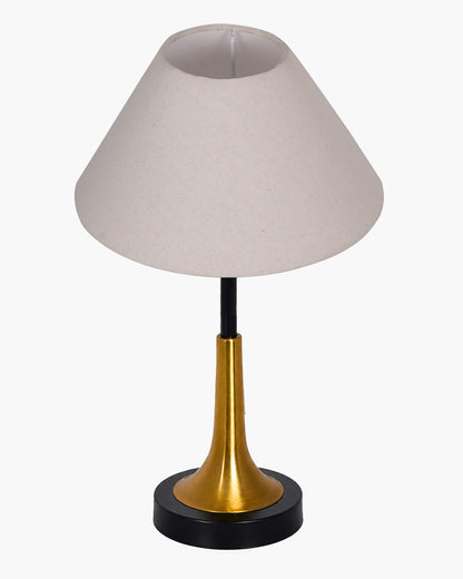Rustic Farmhouse Metal Table Lamp Fabric Shade for Bedroom Living Room House Home Bedside Nightstand Office Family, Dual Color Trumpet Bell, Jute Cone