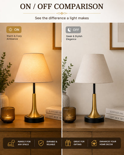 Rustic Farmhouse Metal Table Lamp Fabric Shade for Bedroom Living Room House Home Bedside Nightstand Office Family, Dual Color Trumpet Bell, Jute Cone