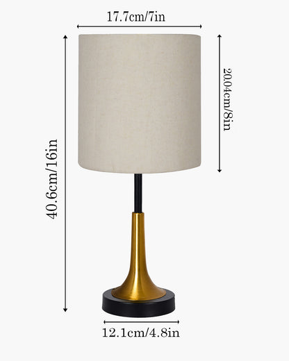 Rustic Farmhouse Metal Table Lamp Fabric Shade for Bedroom Living Room House Home Bedside Nightstand Office Family, Dual Color Trumpet Bell, Jute Cone