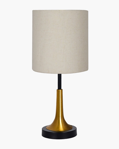 Rustic Farmhouse Metal Table Lamp Fabric Shade for Bedroom Living Room House Home Bedside Nightstand Office Family, Dual Color Trumpet Bell, Jute Cone