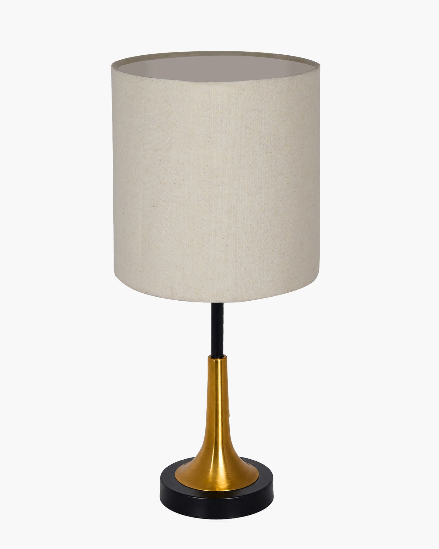 Rustic Farmhouse Metal Table Lamp Fabric Shade for Bedroom Living Room House Home Bedside Nightstand Office Family, Dual Color Trumpet Bell, Jute Cone