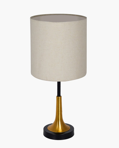 Rustic Farmhouse Metal Table Lamp Fabric Shade for Bedroom Living Room House Home Bedside Nightstand Office Family, Dual Color Trumpet Bell, Jute Cone