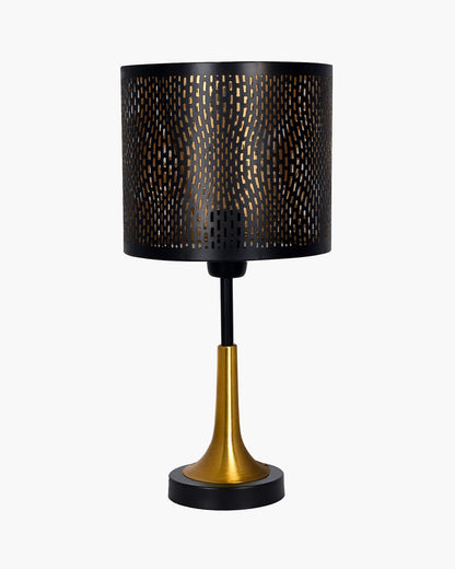 Rustic Farmhouse Metal Table Lamp Fabric Shade for Bedroom Living Room House Home Bedside Nightstand Office Family, Dual Color Trumpet Bell, Jute Cone