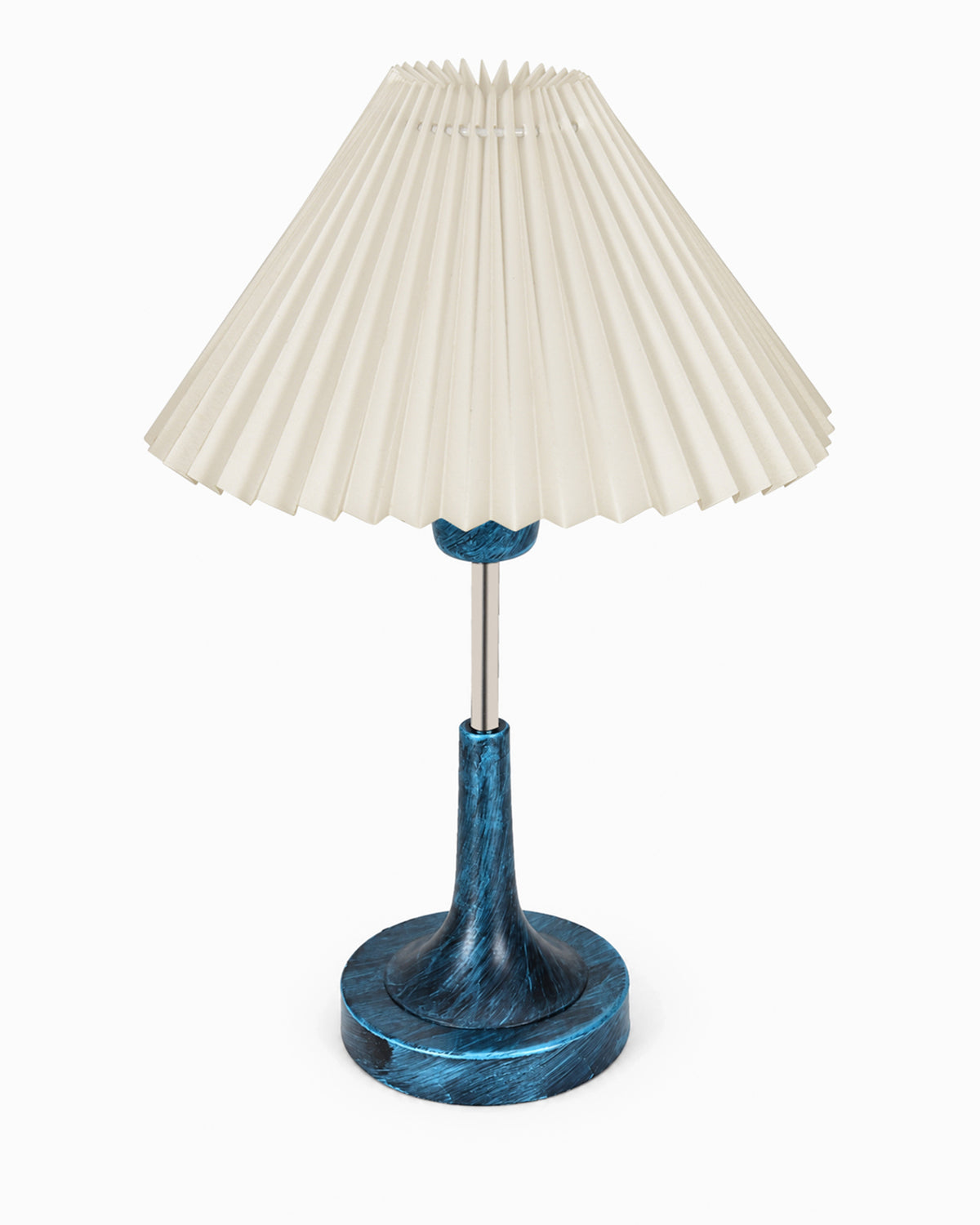 Rustic Farmhouse Metal Table Lamp Fabric Shade for Bedroom Living Room House Home Bedside Nightstand Office Family, Antique Blue Trumpet Bell, Jute Cone