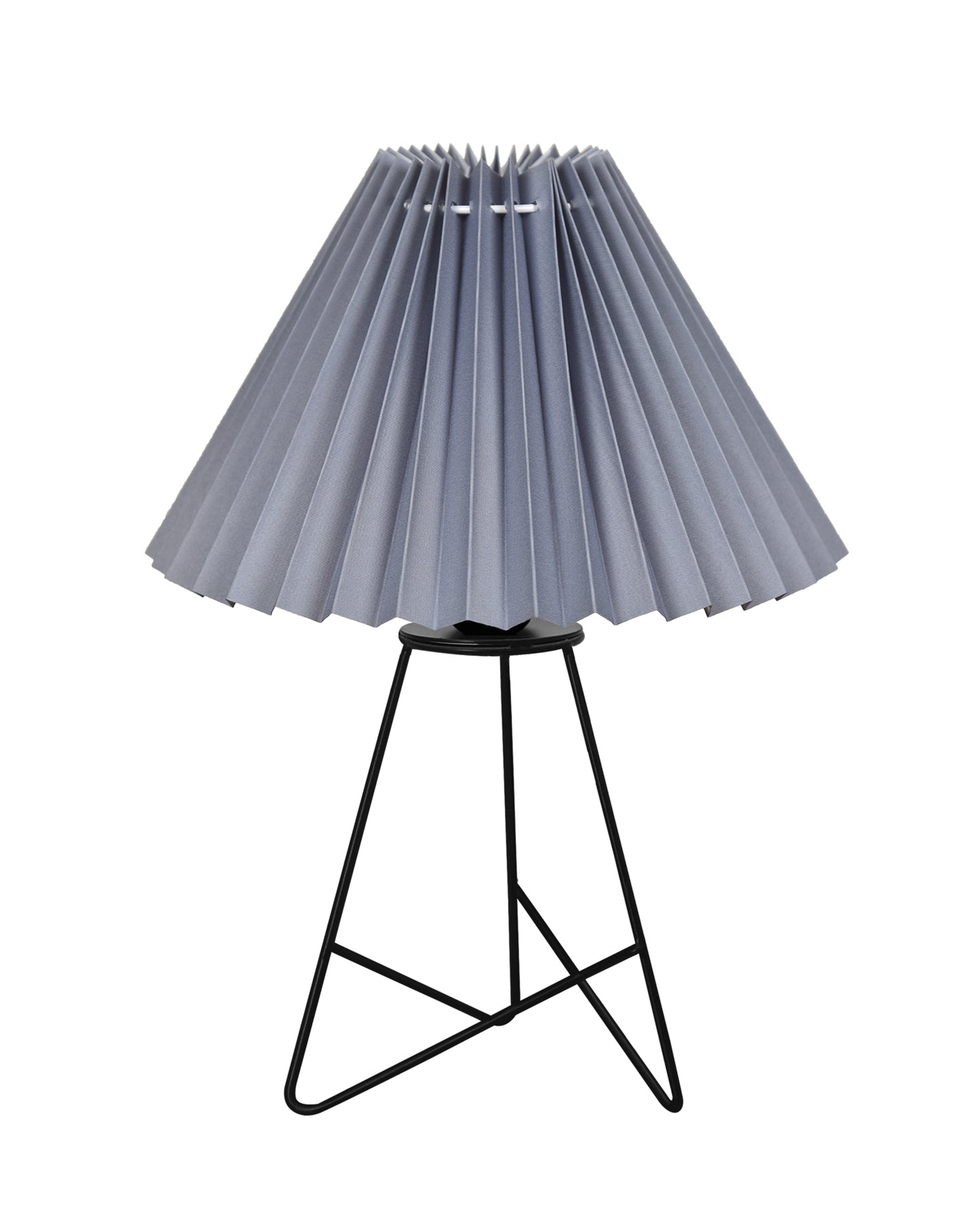 Retro Matt Black Down to the Wire Metal Table Lamp with Fabric Shade, Bedside Lamp Gift Housewarming Home Living Room, Iris Cone Shade