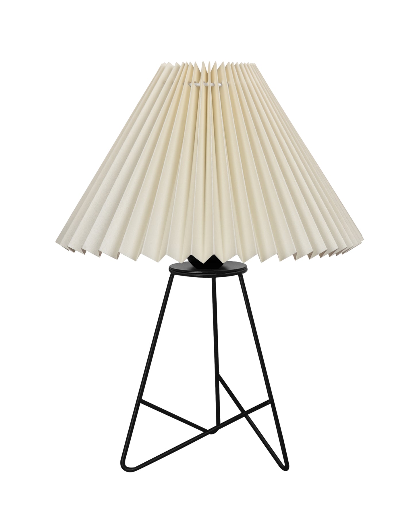 Retro Matt Black Down to the Wire Metal Table Lamp with Fabric Shade, Bedside Lamp Gift Housewarming Home Living Room, Iris Cone Shade