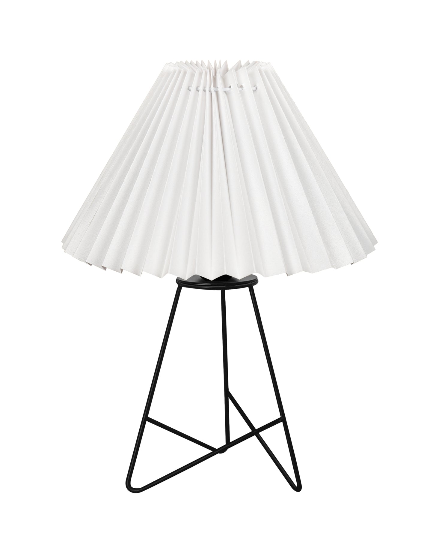 Retro Matt Black Down to the Wire Metal Table Lamp with Fabric Shade, Bedside Lamp Gift Housewarming Home Living Room, Iris Cone Shade
