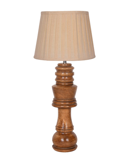 Chess Decorative Bedside Table Desk Lamp Linen Frilled Shade for Décor, Accent Light, Gameroom, Kids', Living Room, Bedroom, Handmade Wooden, Bishop