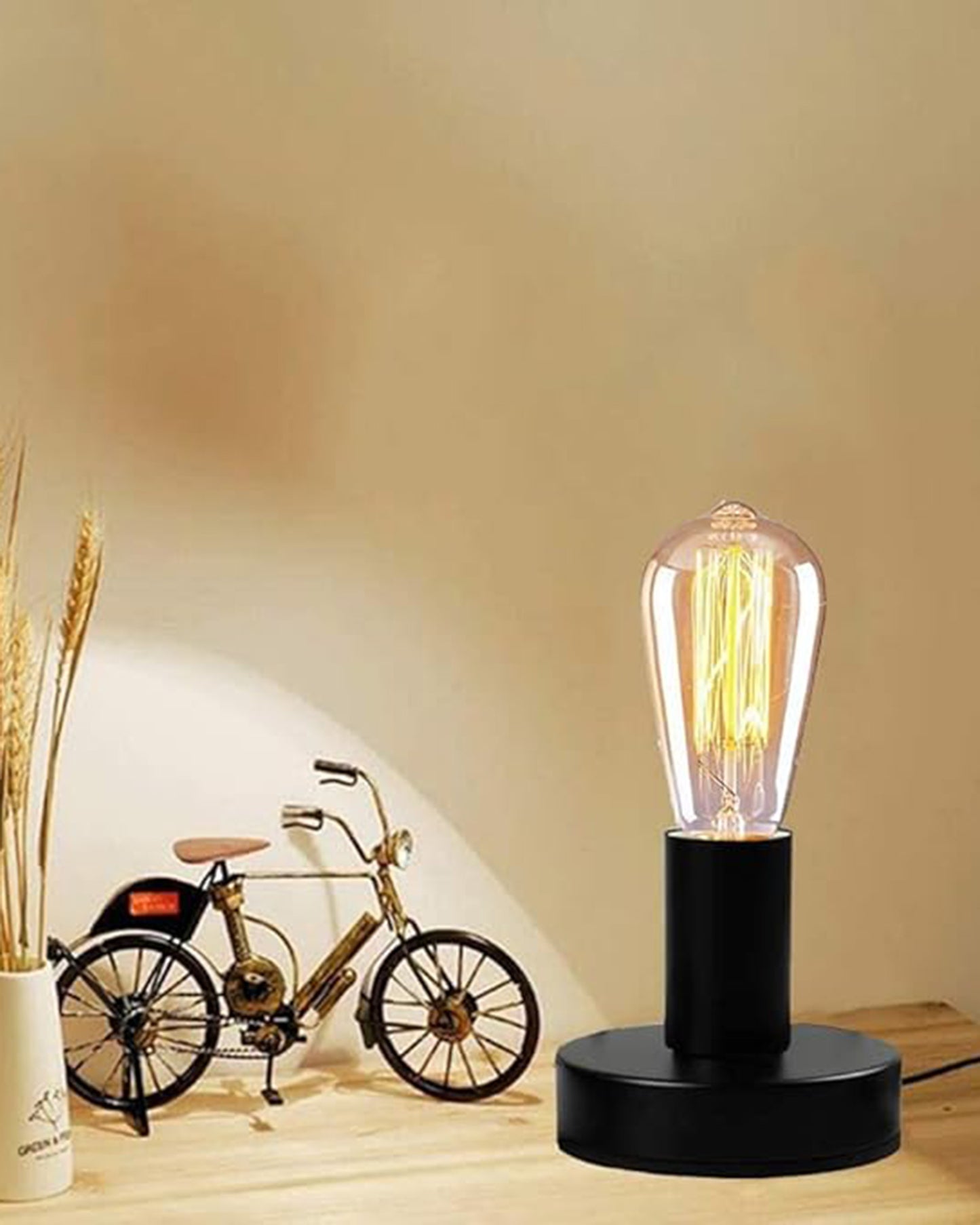 Polished Metal Desktop Lamp Base E27 Screw Light Bulb Holder Base Sockets Base Night Light Bulb Base Lamp Replacement Base for Holding Bulb,1.7 Meter Cord on Off Switch Plug (Black,1 Piece)