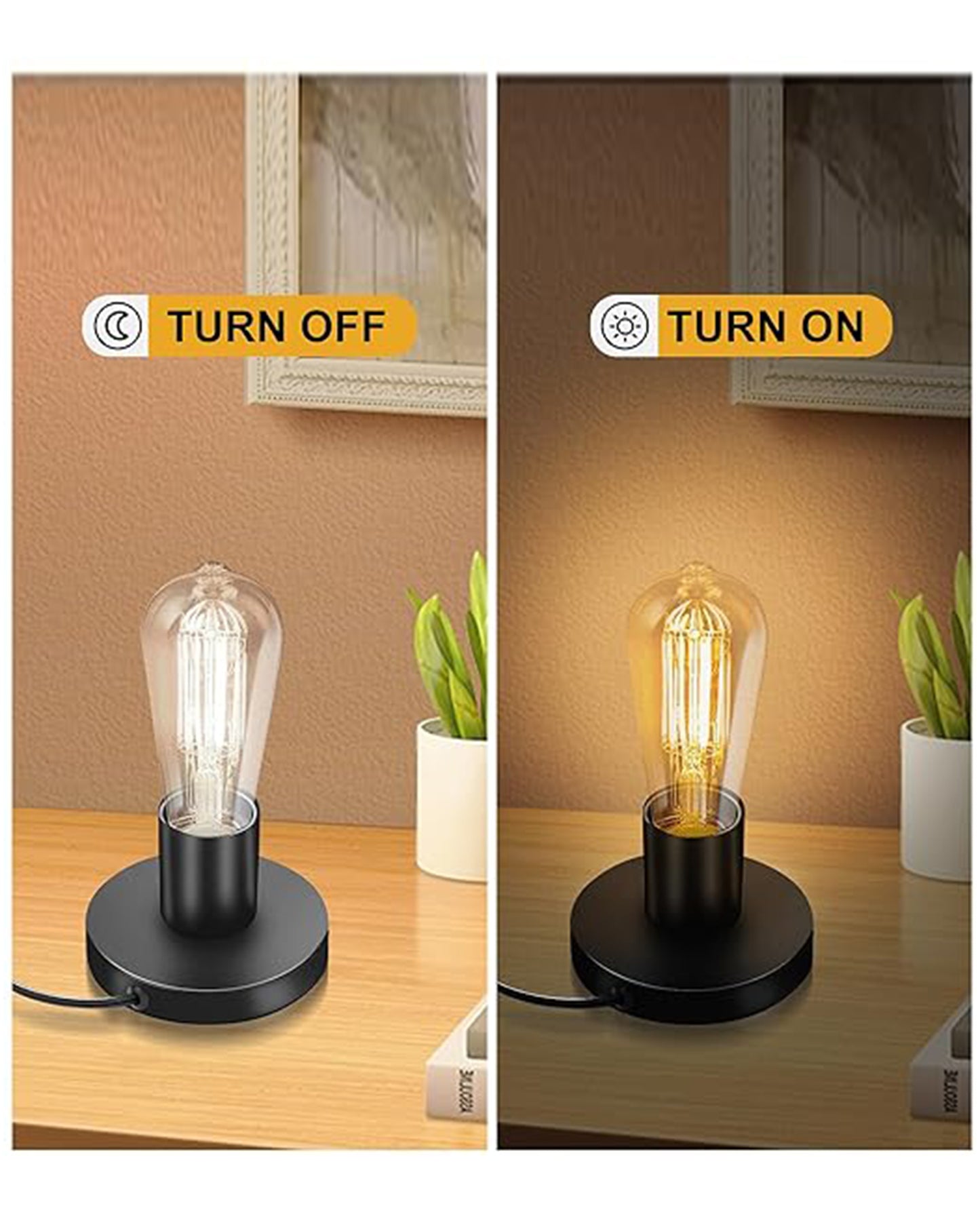 Polished Metal Desktop Lamp Base E27 Screw Light Bulb Holder Base Sockets Base Night Light Bulb Base Lamp Replacement Base for Holding Bulb,1.7 Meter Cord on Off Switch Plug (Black,1 Piece)