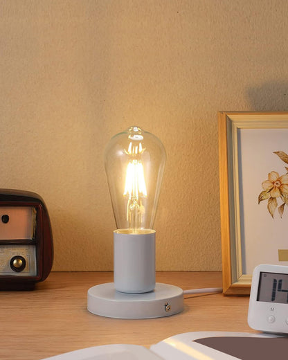 Polished Metal Desktop Lamp Base E27 Screw Light Bulb Holder Base Sockets Base Night Light Bulb Base Lamp Replacement Base for Holding Bulb,1.7 Meter Cord on Off Switch Plug (Black,1 Piece)