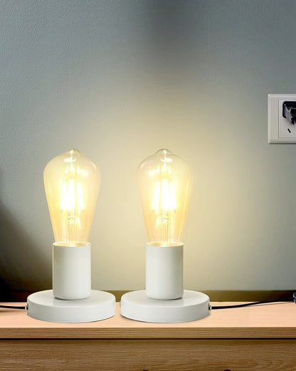 Polished Metal Desktop Lamp Base E27 Screw Light Bulb Holder Base Sockets Base Night Light Bulb Base Lamp Replacement Base for Holding Bulb,1.7 Meter Cord on Off Switch Plug (Black,1 Piece)