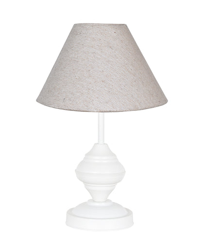 Farmhouse Matt Table Lamp for Bedroom, White Modern Bedside Lamps for Living Room, Rustic Table Light for Night Stands, Dorm, Office, Home Décor Fabric Shade, E27 holder, Urn, Iris Cone